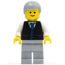 twn041 Black Vest with Blue Striped Tie, Light Bluish Gray Legs, White Arms, Light Bluish Gray Male Hair, Smile 